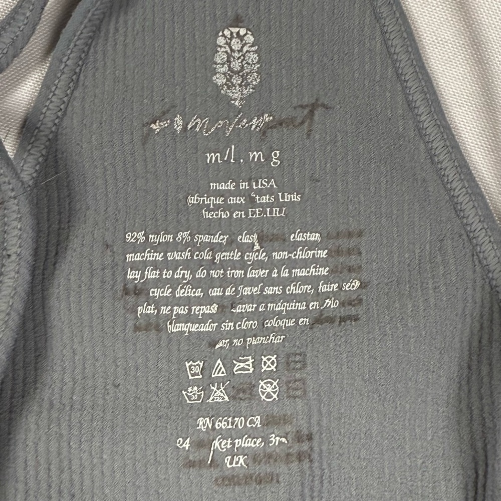Blue-Gray Ribbed Crop Top - Picture 6 of 6